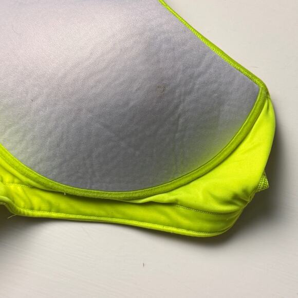 Under Armour Bright Neon Athletic Sporty Logo Cross Strap Sports Bra Sz L - Picture 7 of 11